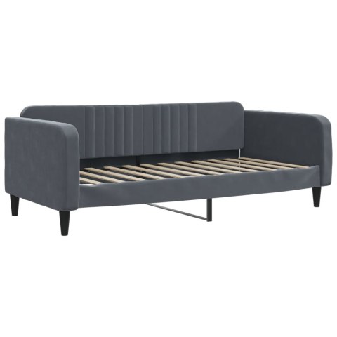 Sofa rozsuwana z materacami, ciemnoszara, 90x200 cm, aksamit