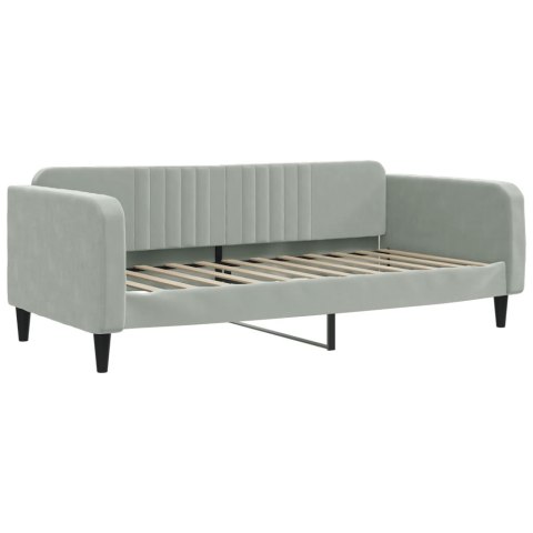 Sofa rozsuwana z materacami, jasnoszara, 100x200 cm, aksamit