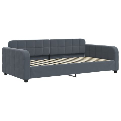 Sofa rozsuwana z szufladami, ciemnoszara, 100x200 cm, aksamit