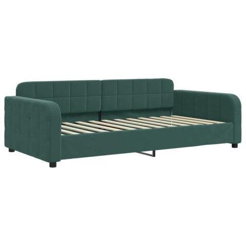 Sofa z materacem do spania, ciemnozielona, 100x200 cm, aksamit