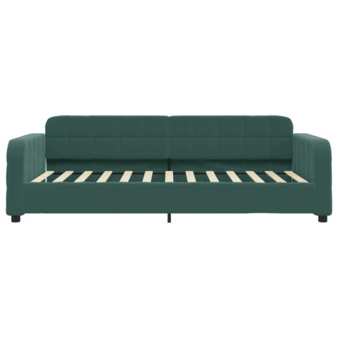 Sofa z materacem do spania, ciemnozielona, 100x200 cm, aksamit