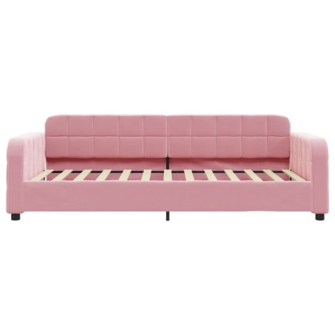Sofa z materacem do spania, różowa, 100x200 cm, aksamit