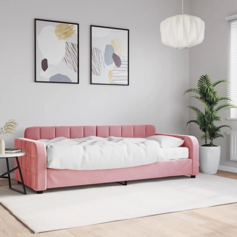 Sofa z materacem do spania, różowa, 80x200 cm, aksamit