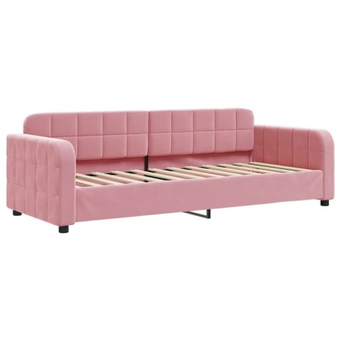 Sofa z materacem do spania, różowa, 80x200 cm, aksamit