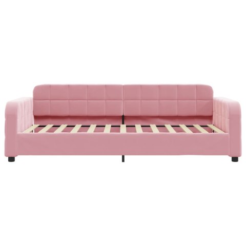 Sofa z materacem do spania, różowa, 80x200 cm, aksamit