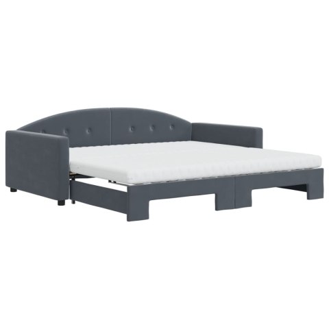 Sofa rozsuwana z materacami, ciemnoszara, 100x200 cm, aksamit