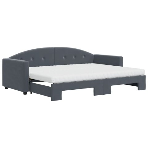 Sofa rozsuwana z materacami, ciemnoszara, 80x200 cm, aksamit