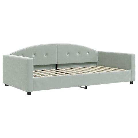 Sofa rozsuwana z materacami, jasnoszara, 100x200 cm, aksamit