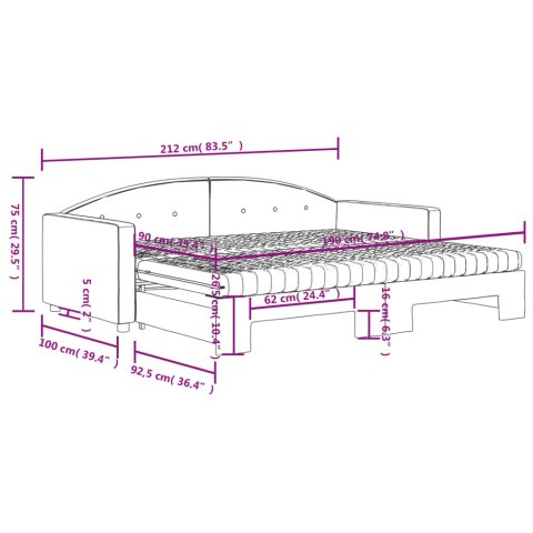 Sofa rozsuwana z materacami, jasnoszara, 90x190 cm, aksamit
