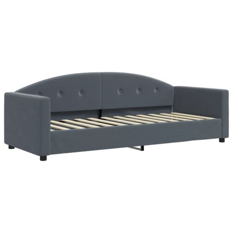 Sofa rozsuwana z szufladami, ciemnoszara, 80x200 cm, aksamit