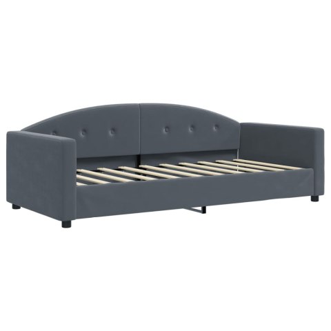 Sofa rozsuwana z szufladami, ciemnoszara, 90x190 cm, aksamit