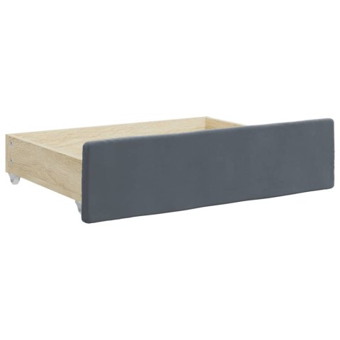 Sofa rozsuwana z szufladami, ciemnoszara, 90x190 cm, aksamit