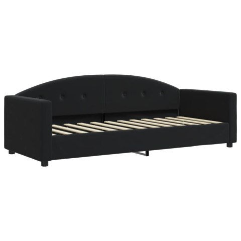 Sofa rozsuwana z szufladami, czarna, 80x200 cm, aksamit