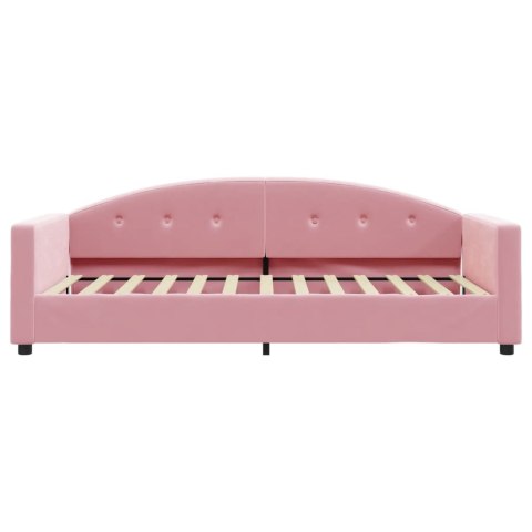 Sofa z materacem do spania, różowa, 90x200 cm, aksamit