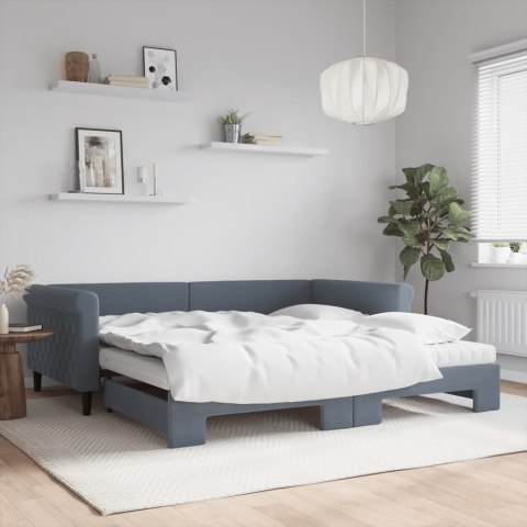 Sofa rozsuwana z materacami, ciemnoszara, 100x200 cm, aksamit