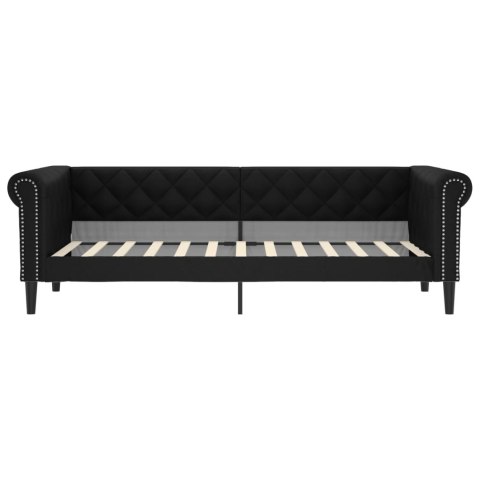 Sofa z materacem, czarna, 90x200 cm, sztuczna skóra
