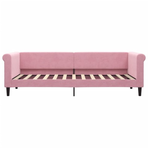 Sofa z materacem do spania, różowa, 80x200 cm, aksamit