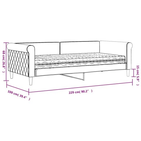 Sofa z materacem do spania, różowa, 90x200 cm, aksamit