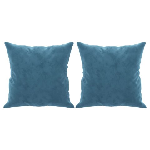 3-osobowa sofa z poduszkami, niebieska, 180 cm, aksamit