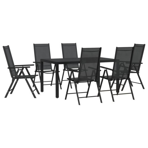 7-częściowy zestaw mebli ogrodowych, czarny, aluminium