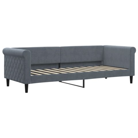 Sofa rozsuwana z szufladami, ciemnoszara, 80x200 cm, aksamit