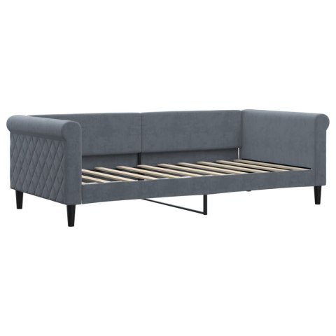 Sofa rozsuwana z szufladami, ciemnoszara, 90x190 cm, aksamit