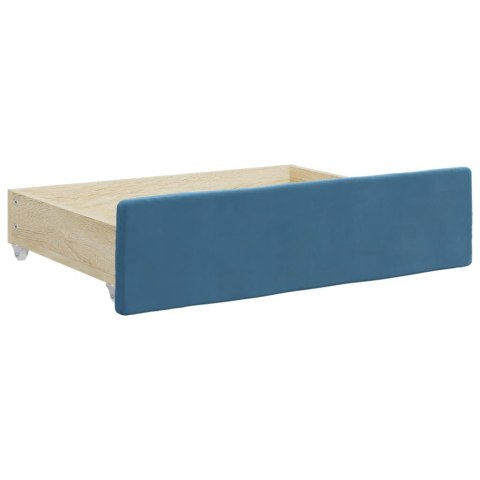 Sofa rozsuwana z szufladami, niebieska, 100x200 cm, aksamit