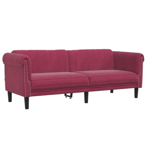 3-cz komplet wypoczynkowy, winna czerwień, obity aksamitem
