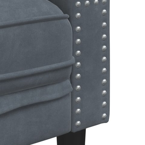 3-cz. wypoczynek Chesterfield z wałkami, ciemnoszary, aksamit