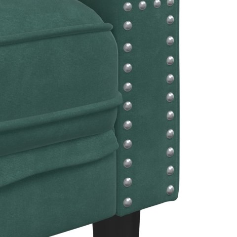 3-cz. wypoczynek Chesterfield z wałkami, ciemnozielony, aksamit