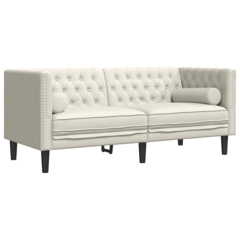 3-cz. wypoczynek Chesterfield z wałkami, kremowy, aksamit