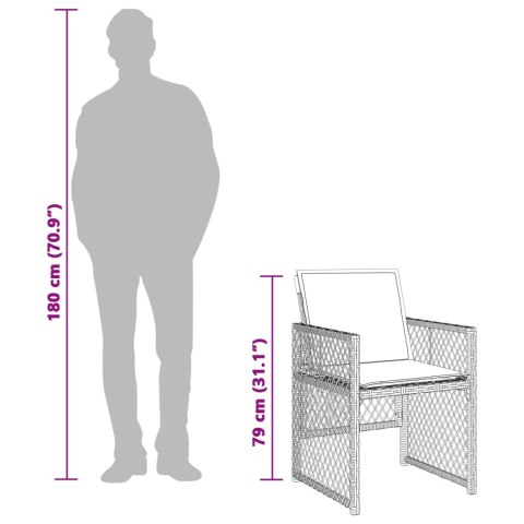 11-cz. zestaw mebli do ogrodu, z poduszkami, czarny rattan PE