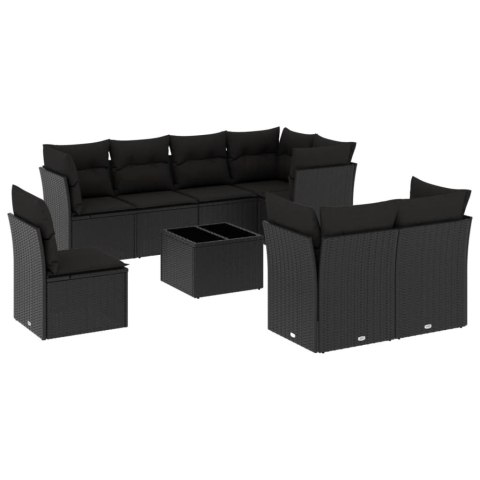 9-cz. zestaw wypoczynkowy do ogrodu, z poduszkami, czarny