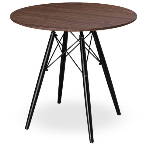 Stół loft nowoczesny okrągły Paris Black 80 cm jesion