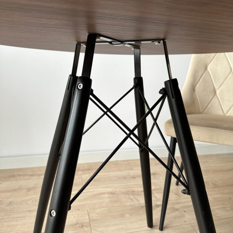 Stół loft nowoczesny okrągły Paris Black 80 cm jesion