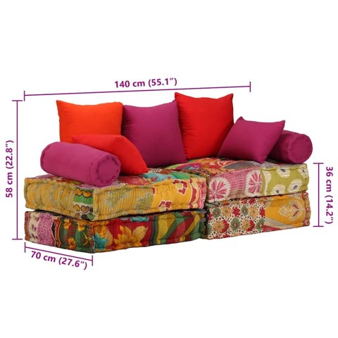 Puf modułowy, 2-osobowy, patchwork, tkanina