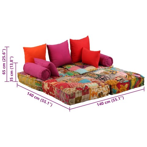 Puf modułowy, 2-osobowy, patchwork, tkanina