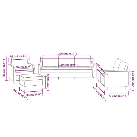 4-osobowa sofa z poduszkami, kremowa, sztuczna skóra