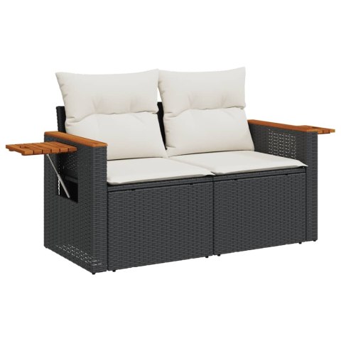 11-cz. zestaw wypoczynkowy do ogrodu, poduszki czarny rattan PE