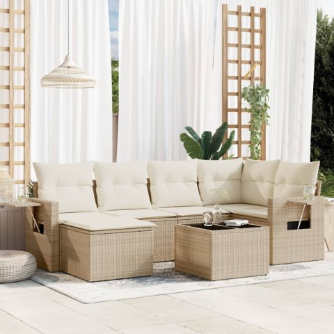 7-cz. zestaw wypoczynkowy do ogrodu, z poduszkami, beżowy
