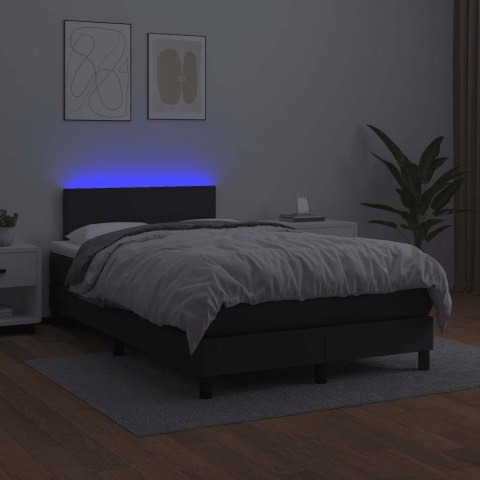 Łóżko kontynentalne z materacem i LED, czarne, 120x190 cm