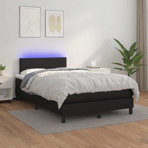 Łóżko kontynentalne z materacem i LED, czarne, 120x190 cm