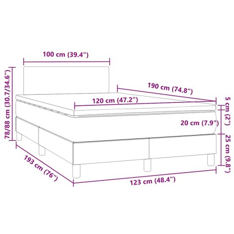 Łóżko kontynentalne z materacem i LED, czarne, 120x190 cm