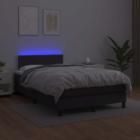 Łóżko kontynentalne z materacem i LED, czarne, 120x190 cm