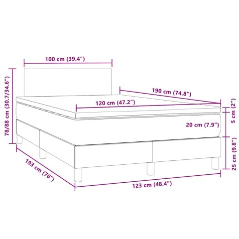Łóżko kontynentalne z materacem i LED, czarne, 120x190 cm