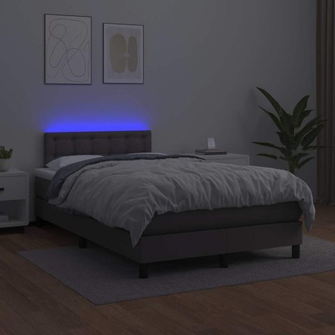 Łóżko kontynentalne z materacem i LED, szare, 120x190 cm