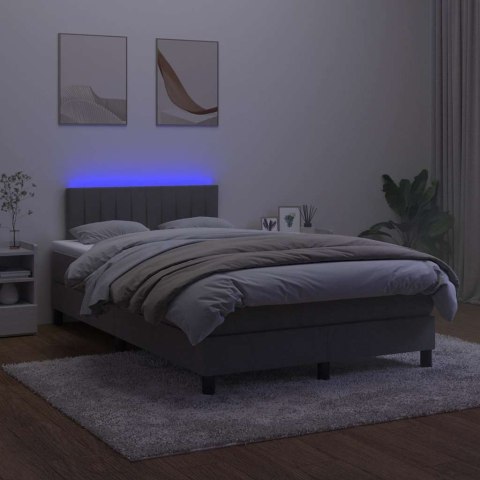Łóżko kontynentalne z materacem i LED, ciemnoszare, 120x190 cm