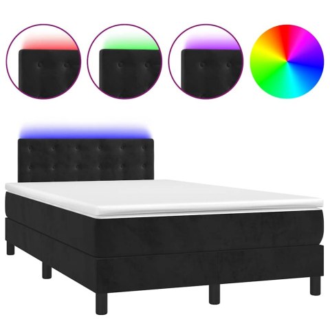 Łóżko kontynentalne z materacem i LED, czarne, 120x190 cm