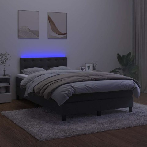 Łóżko kontynentalne z materacem i LED, czarne, 120x190 cm