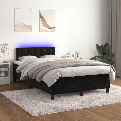 Łóżko kontynentalne z materacem i LED, czarne, 120x190 cm